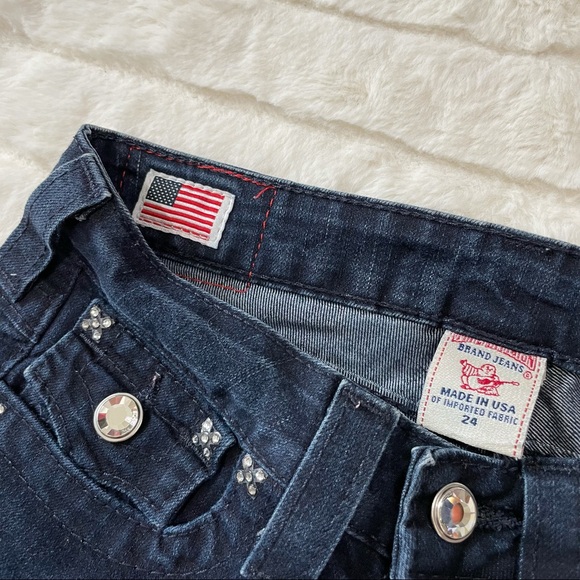 True Religion Vintage Rhinestone Disco Billy Big T Jeans Sz 24 RARE - Picture 6 of 13